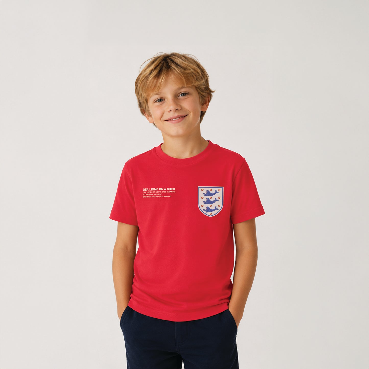 SEA LIONS ON A SHIRT - Away Red T Shirt (Kids)